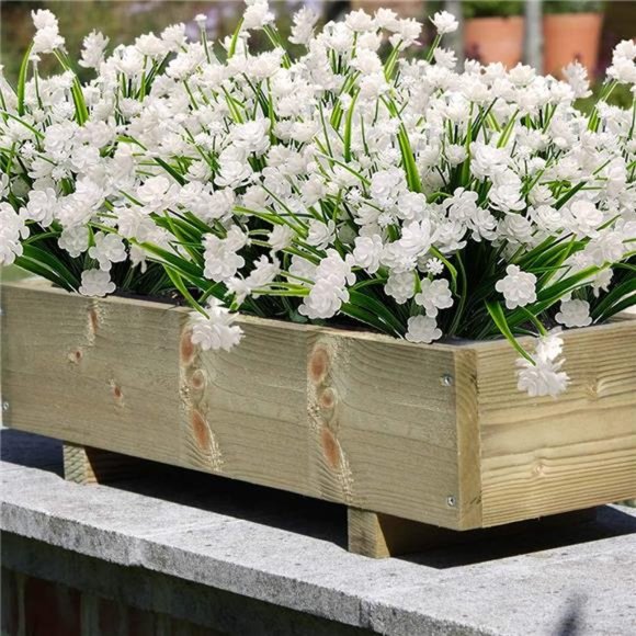 10 Bundles Artificial Flowers Outdoor UV Resistant Fake Plants Indoor Outside - Picture 3 of 6